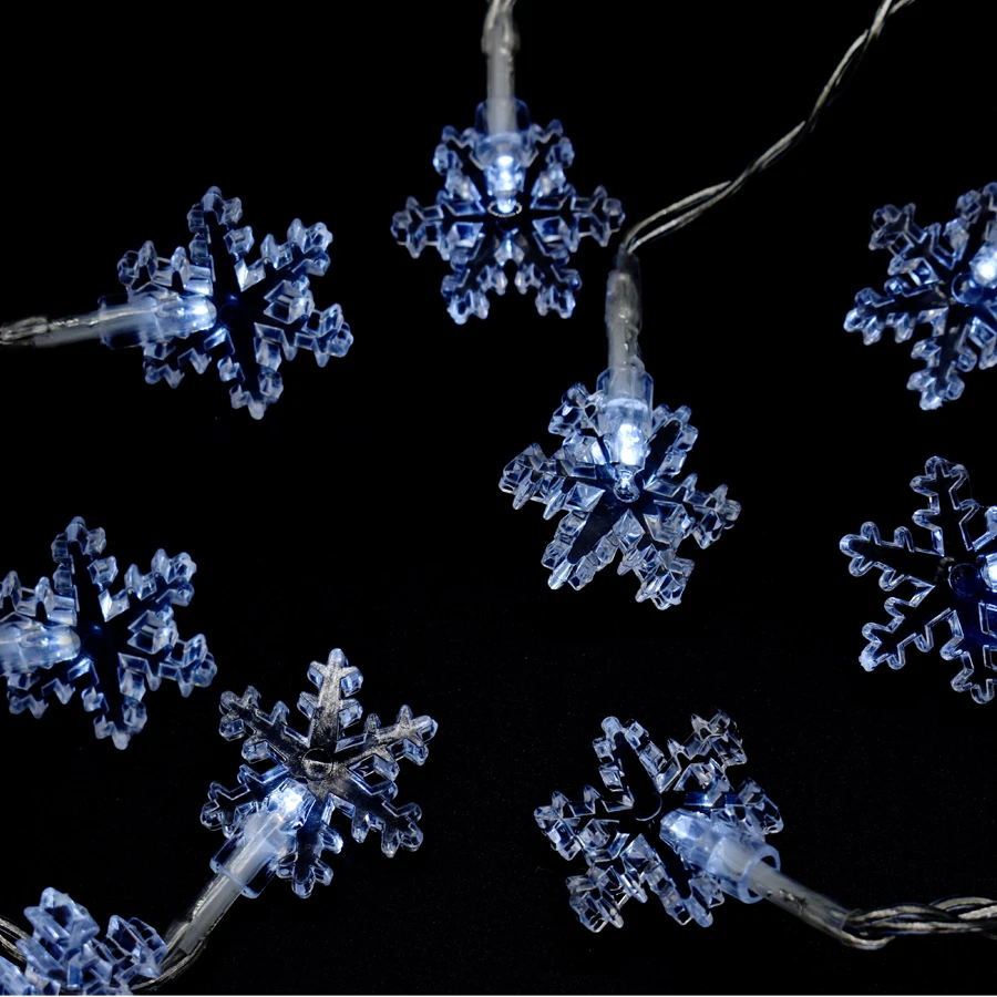Catena Luminosa Con 20 Fiocchi Di Neve Acrilico LED A Batteria 3 Catena Luminosa Con 20 Fiocchi Di Neve Acrilico LED A Batteria