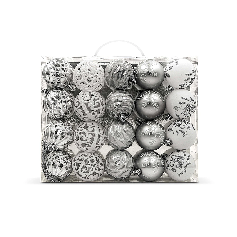 20 Palline Natalizie 60mm Infrangibili Bianche E Argento 3 20 Palline Natalizie 60mm Infrangibili Bianche E Argento
