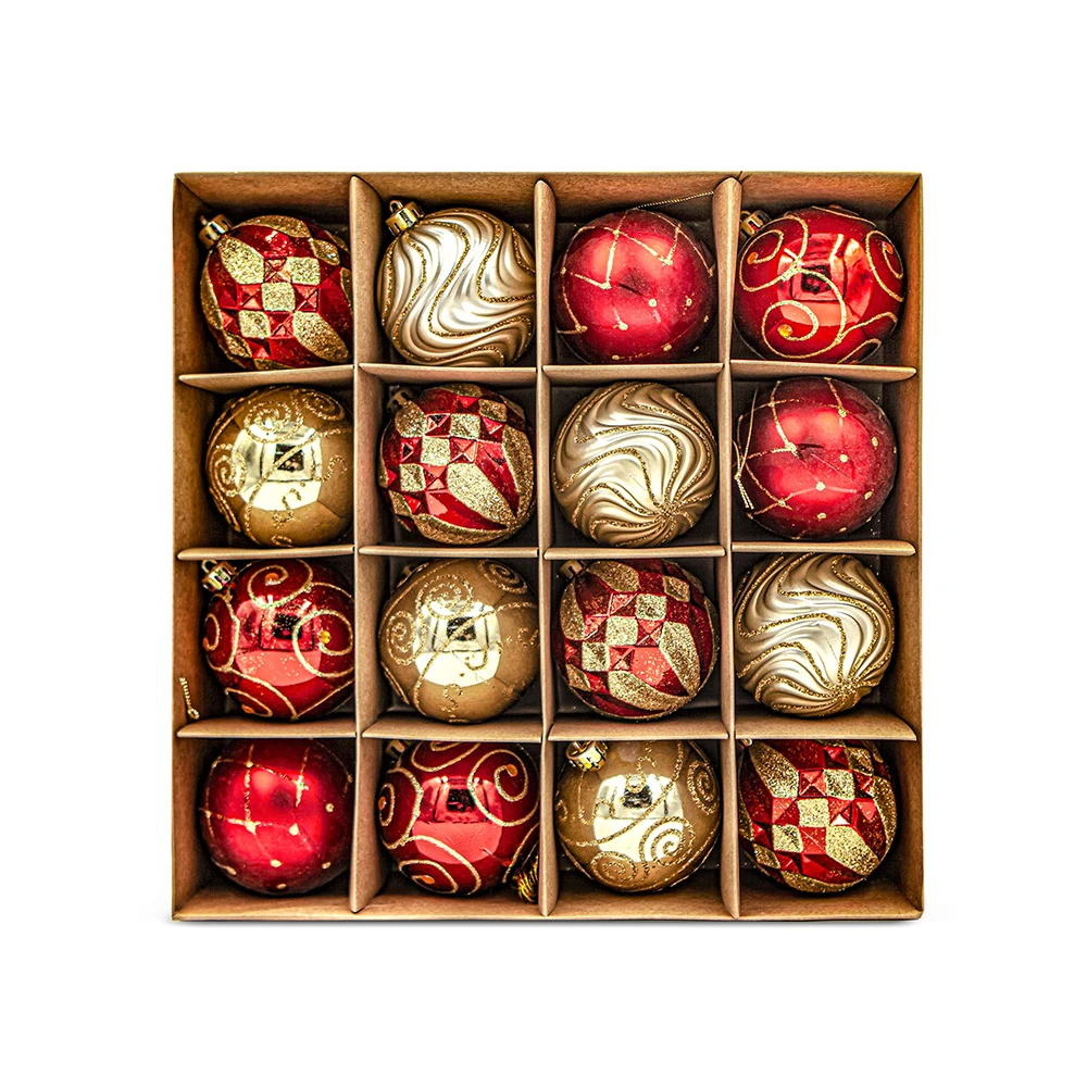 16 Palline Natalizie 80mm Infrangibili Rosse E Oro 3 16 Palline Natalizie 80mm Infrangibili Rosse E Oro