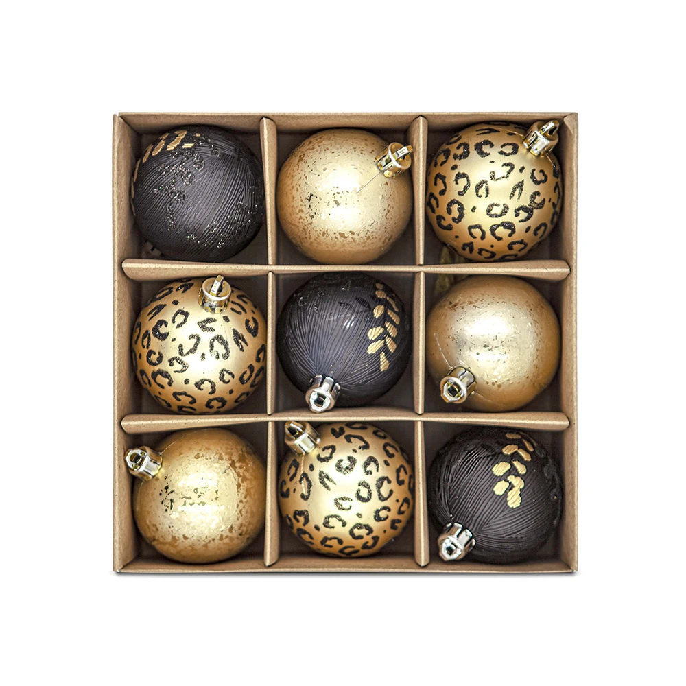 9 Palline Natalizie 60mm Infrangibili Nere E Oro 3 9 Palline Natalizie 60mm Infrangibili Nere E Oro