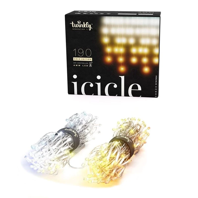 Twinkly Icicle Gold Edition Tenda 190 Led Ambrato E Bianco AWW Con Cavo Trasparente 3 Twinkly Icicle Gold Edition Tenda 190 Led Ambrato E Bianco AWW Con Cavo Trasparente