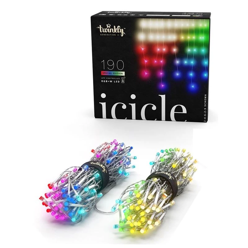 Twinkly Icicle Special Edition Tenda 190 Led Multicolore RGB+W Con Cavo Trasparente 3 Twinkly Icicle Special Edition Tenda 190 Led Multicolore RGB+W Con Cavo Trasparente