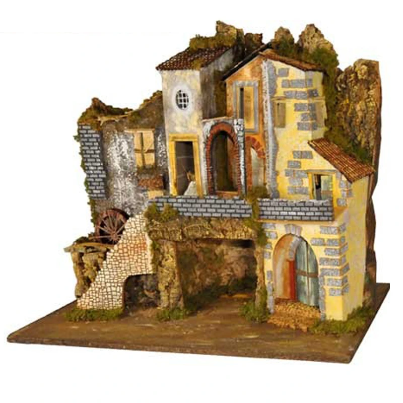 Presepe Con Luci E Mulino Ad Acqua Motorizzato 76x40x54 Cm 4 Presepe Con Luci E Mulino Ad Acqua Motorizzato 76x40x54 Cm - immagine 2