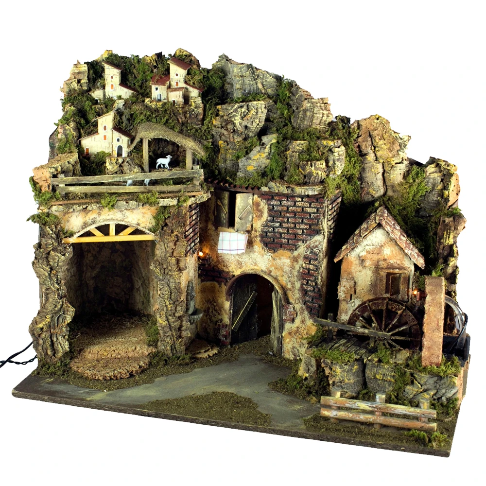 Presepe Con Luci E Mulino Ad Acqua C/ Pompa 60x34x44 Cm 3 Presepe Con Luci E Mulino Ad Acqua C/ Pompa 60x34x44 Cm