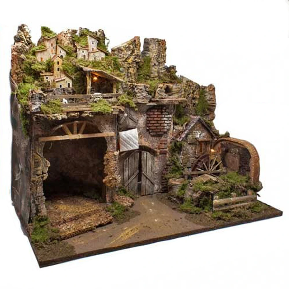 Presepe Con Luci E Mulino Ad Acqua C/ Pompa 60x34x44 Cm 4 Presepe Con Luci E Mulino Ad Acqua C/ Pompa 60x34x44 Cm - immagine 2