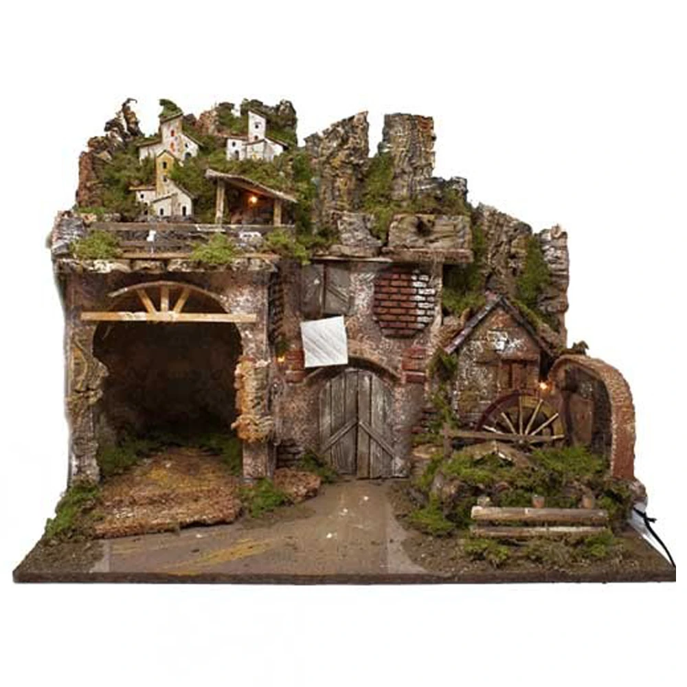 Presepe Con Luci E Mulino Ad Acqua C/ Pompa 60x34x44 Cm 5 Presepe Con Luci E Mulino Ad Acqua C/ Pompa 60x34x44 Cm - immagine 3