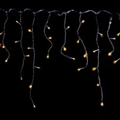 Prequ Tenda Luminosa Stalattiti, 180 Led, 4,2 Metri, Luce Calda, Giochi Luce, Timer, A Batteria