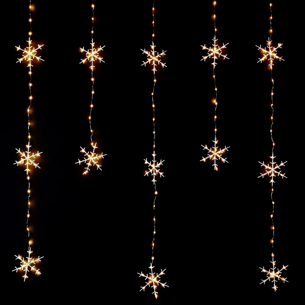 Prequ Tenda Luminosa Pioggia Di Fiocchi Di Neve, 234 Nanoled, 1 Metro, Luce Calda Fissa, Timer, IP44 3 Prequ Tenda Luminosa Pioggia Di Fiocchi Di Neve, 234 Nanoled, 1 Metro, Luce Calda Fissa, Timer, IP44