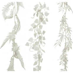 Ghirlanda Natalizia Foglie Pendenti Da 180 Cm Bianca