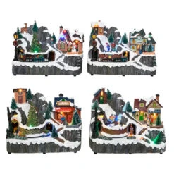 Villaggio Natalizio Con Luci A LED Suoni E Movimenti