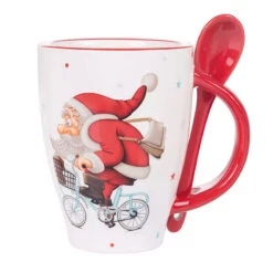 Villa D'Este Tazza Mug Da Natale In Ceramica Con Cucchiaino -Forniture Natalizie Negozio 0097781 villa deste tazza mug da natale in ceramica con cucchiaino
