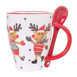Villa D'Este Tazza Mug Da Natale In Ceramica Con Cucchiaino -Forniture Natalizie Negozio 0097783 villa deste tazza mug da natale in ceramica con cucchiaino