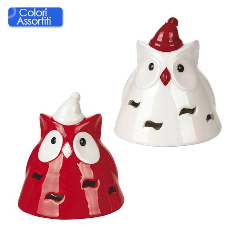 Villa D'Este Gufo Di Natale Piccolo Con Led In Ceramica 3 Villa D'Este Gufo Di Natale Piccolo Con Led In Ceramica
